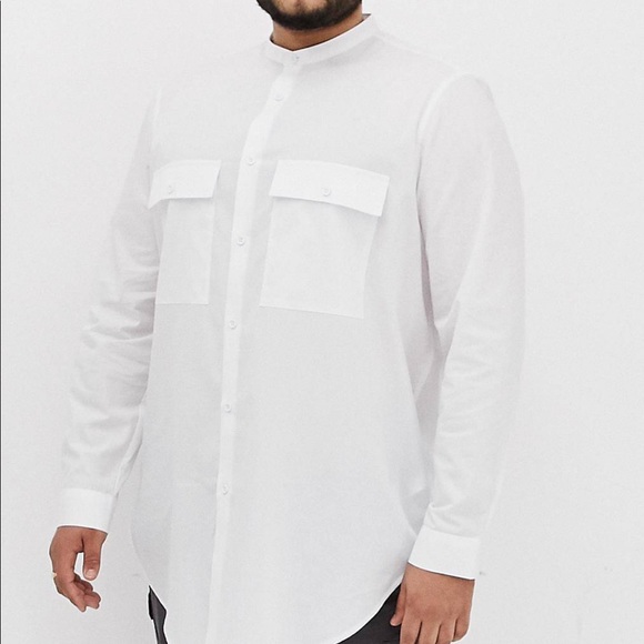 Grandad elongated buttondown long sleeve shirt - Picture 2 of 5